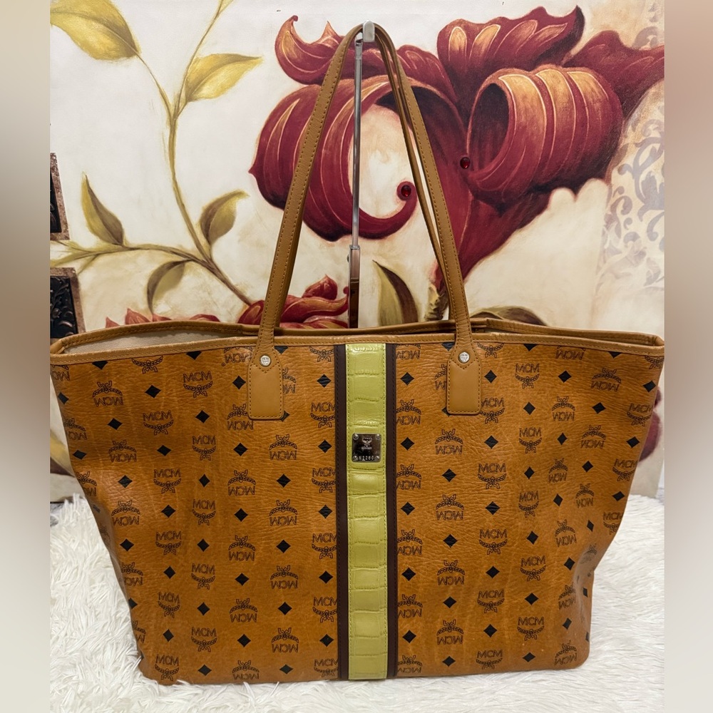 MCM Visetos Cognac Tote GM size